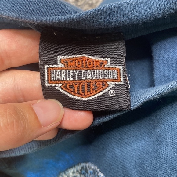 Vintage Harley Davidson Al Muth Lone Survivor Blue Wool Tshirt 1996 Size Large - Picture 7 of 11